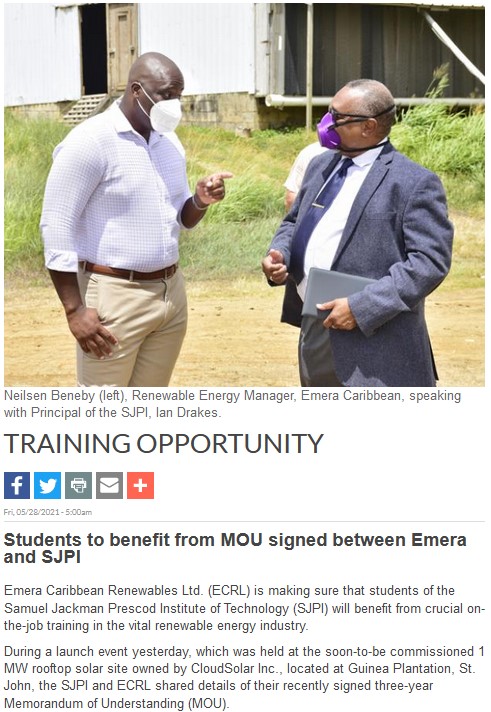 Training Opportunity: Students to benefit from MOU signed between Emera and SJPI